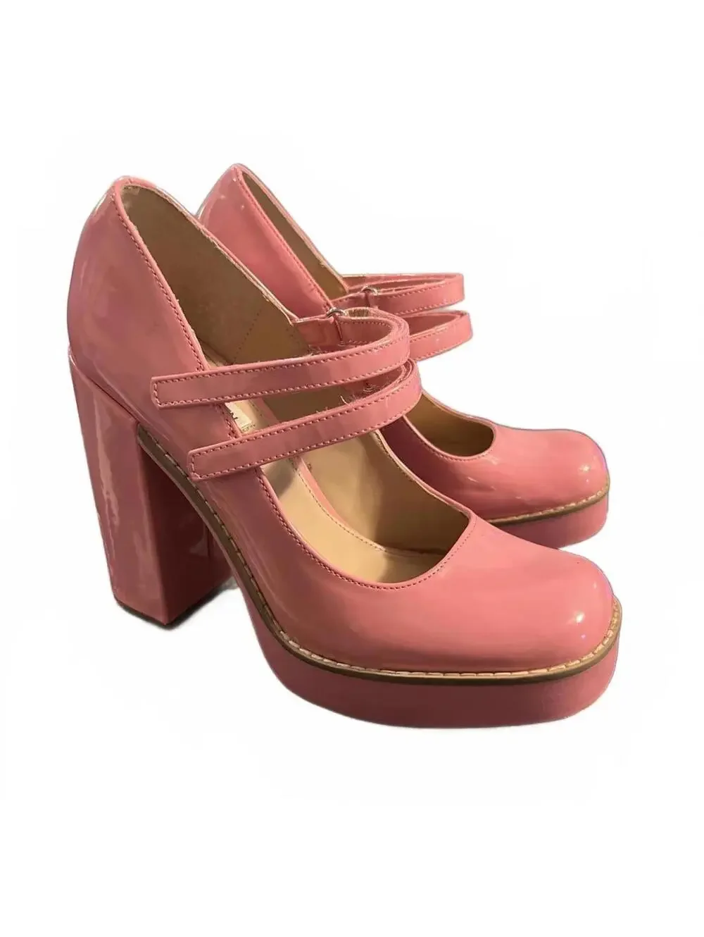 Steve Madden Twice Pink Patent Platform Mary Jane Euphoria Cassie Howard 8.5